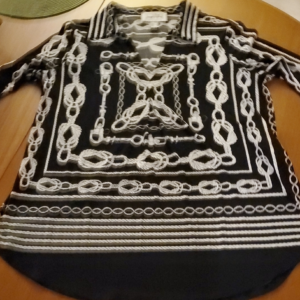 Joseph Ribkoff Chain And Nautical Rope Tunic Blouse - Picture 6 of 7